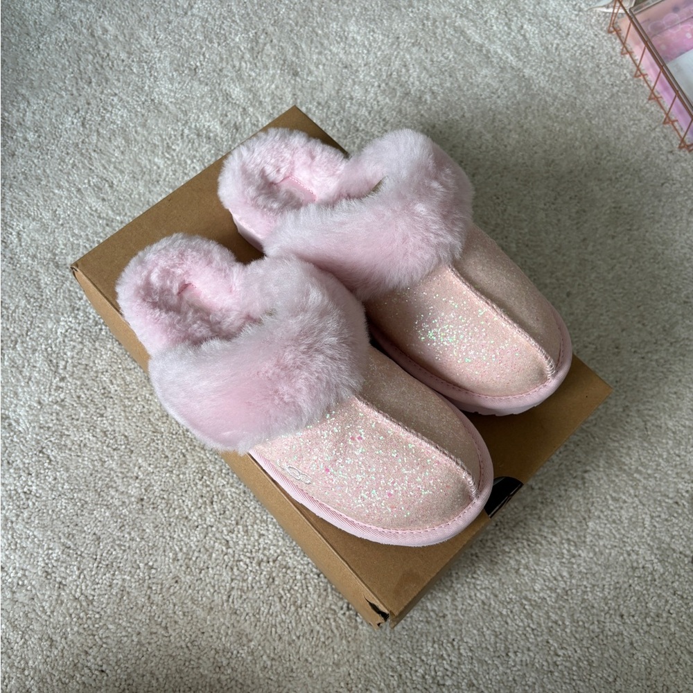 UGG Cozy II Baby Pink Y2K Glitter Slippers NWT